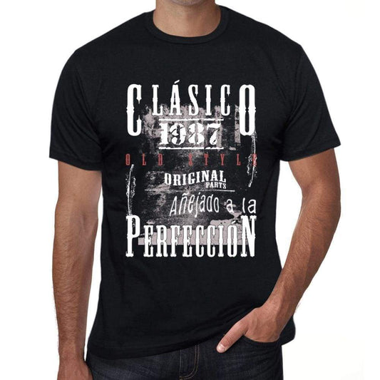 Aged To Perfection, Spanish, 1987, Black, Men's Short Sleeve Round Neck T-shirt, gift t-shirt 00359 - Ultrabasic