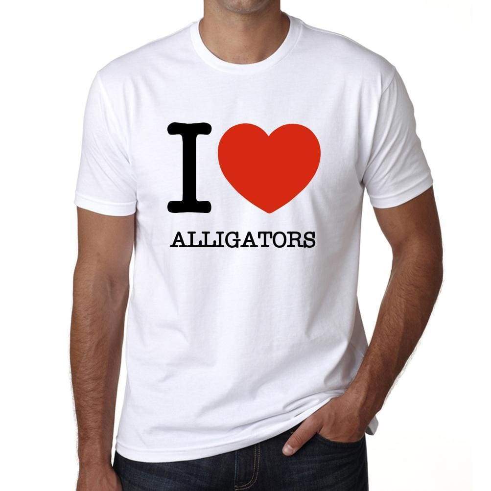 Alligators Mens Short Sleeve Round Neck T-Shirt - White / S - Casual