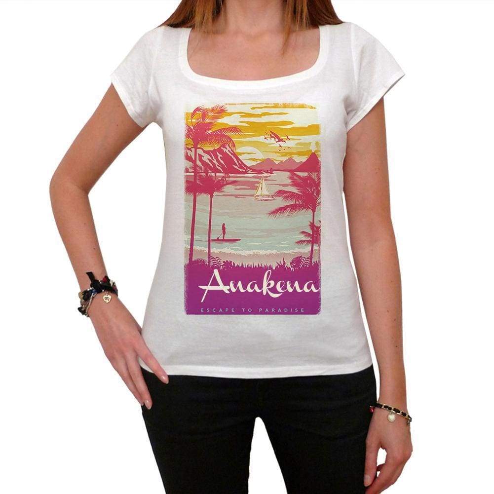 Anakena Escape To Paradise Womens Short Sleeve Round Neck T-Shirt 00280 - White / Xs - Casual