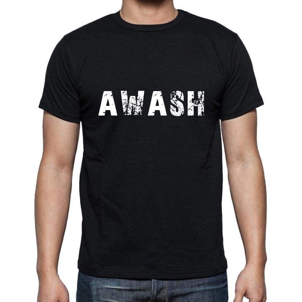Awash Mens Short Sleeve Round Neck T-Shirt 5 Letters Black Word 00006 - Casual