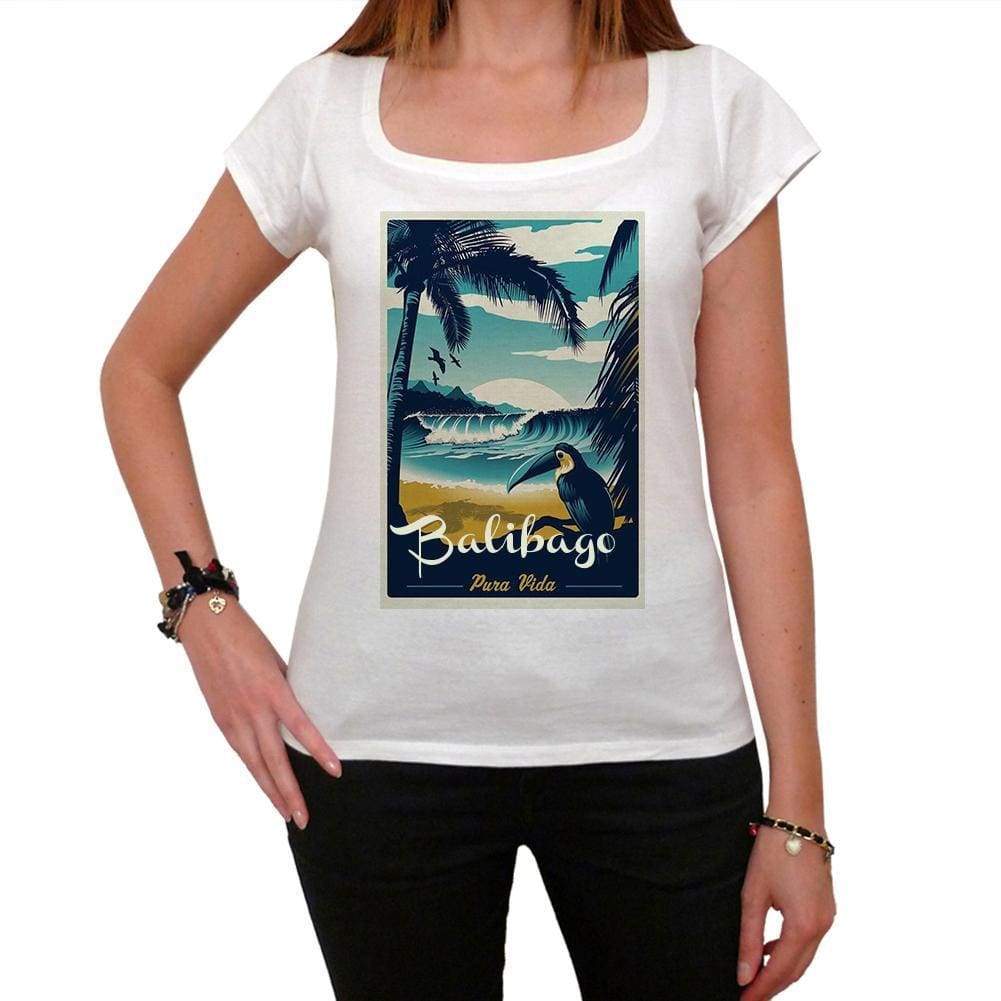 Balibago Pura Vida Beach Name White Womens Short Sleeve Round Neck T-Shirt 00297 - White / Xs - Casual