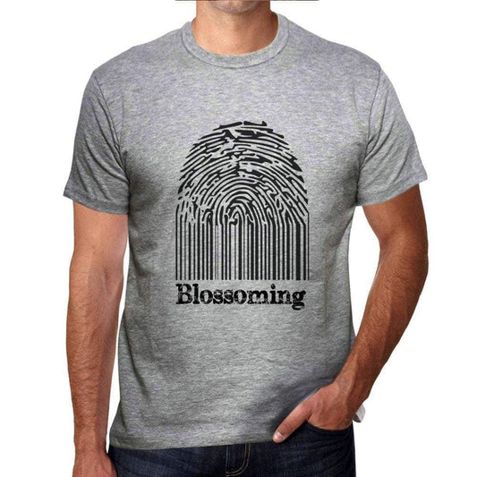 Blossoming Fingerprint Grey Mens Short Sleeve Round Neck T-Shirt Gift T-Shirt 00309 - Grey / S - Casual