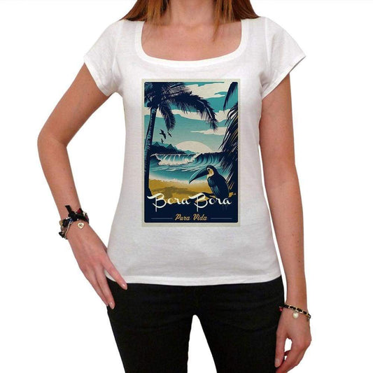 Bora Bora Pura Vida Beach Name White Womens Short Sleeve Round Neck T-Shirt 00297 - White / Xs - Casual