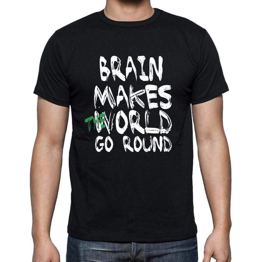 Brain World Goes Round Mens Short Sleeve Round Neck T-Shirt 00082 - Black / S - Casual