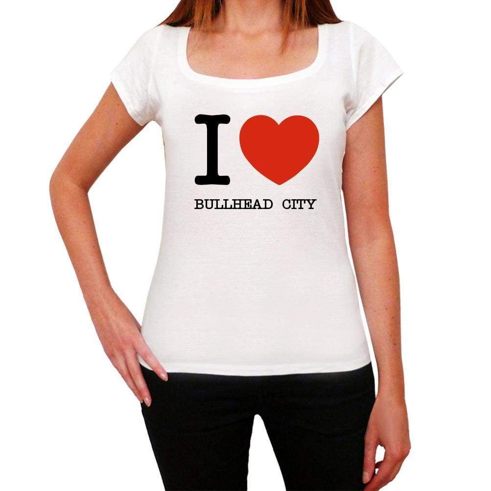 Bullhead City I Love Citys White Womens Short Sleeve Round Neck T-Shirt 00012 - White / Xs - Casual