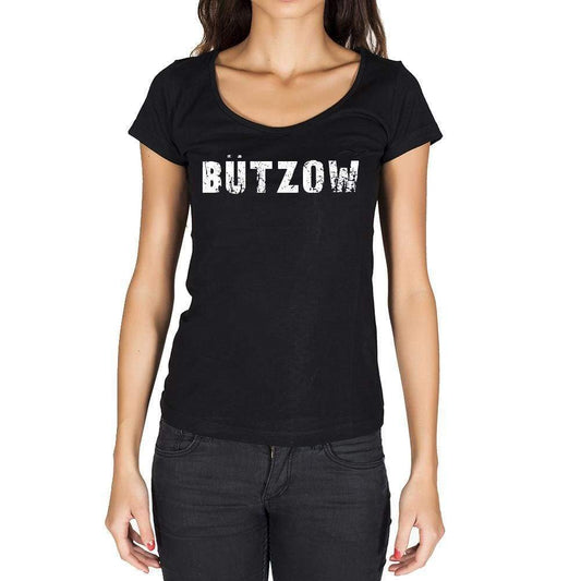 Bützow German Cities Black Womens Short Sleeve Round Neck T-Shirt 00002 - Casual