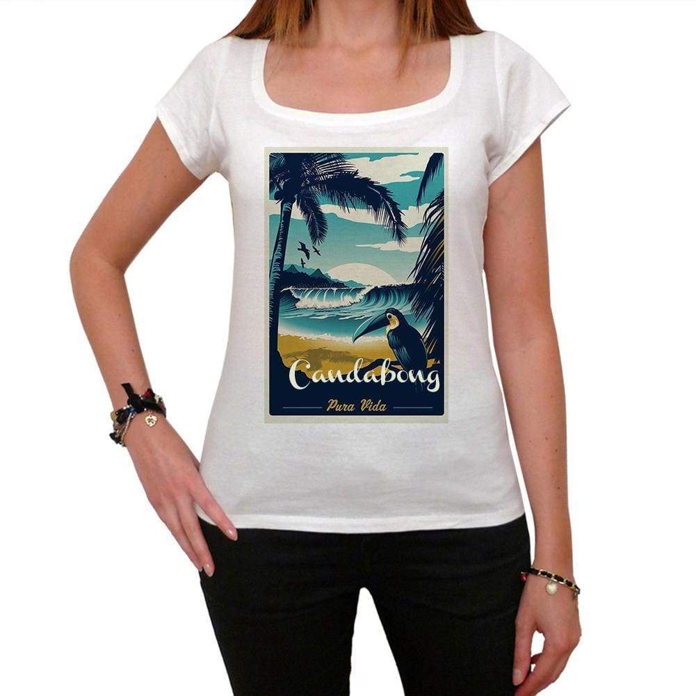 Candabong Pura Vida Beach Name White Womens Short Sleeve Round Neck T-Shirt 00297 - White / Xs - Casual