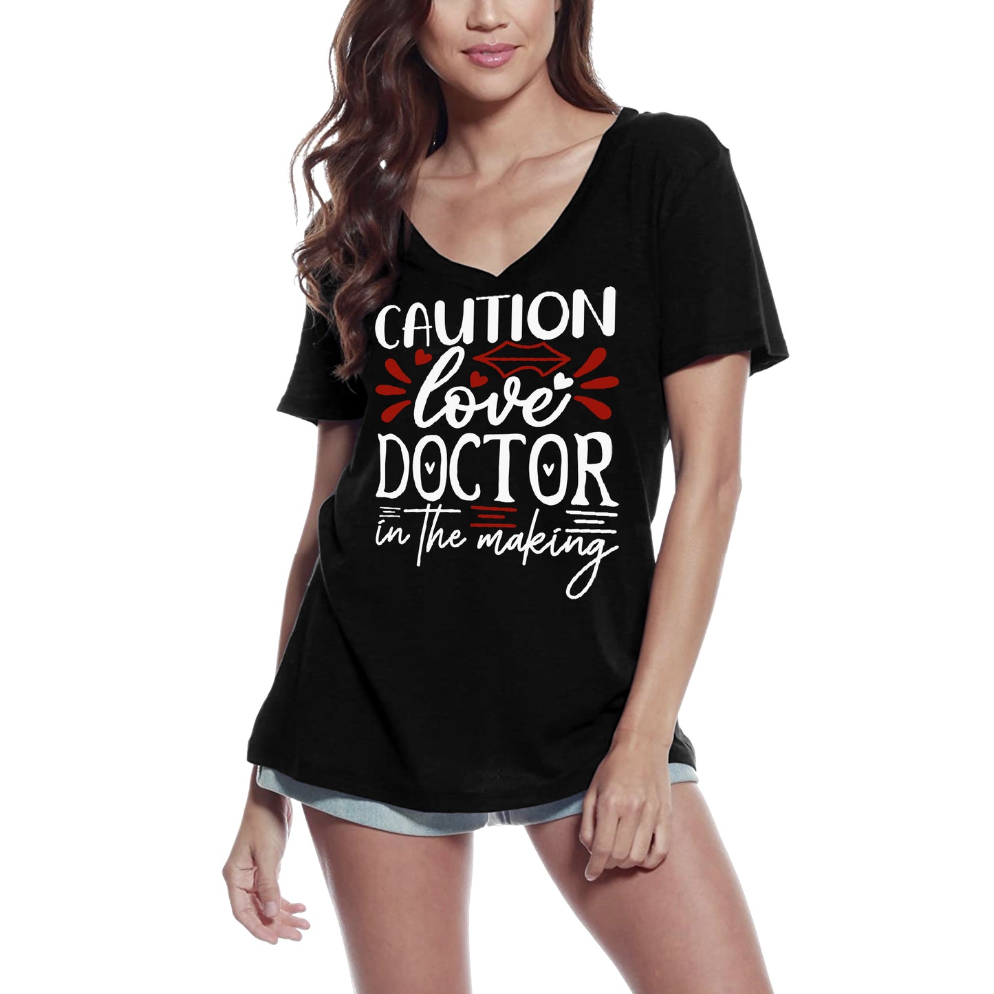 ULTRABASIC Women's T-Shirt Caution Love Doctor in the Making Tee Shirt Tops