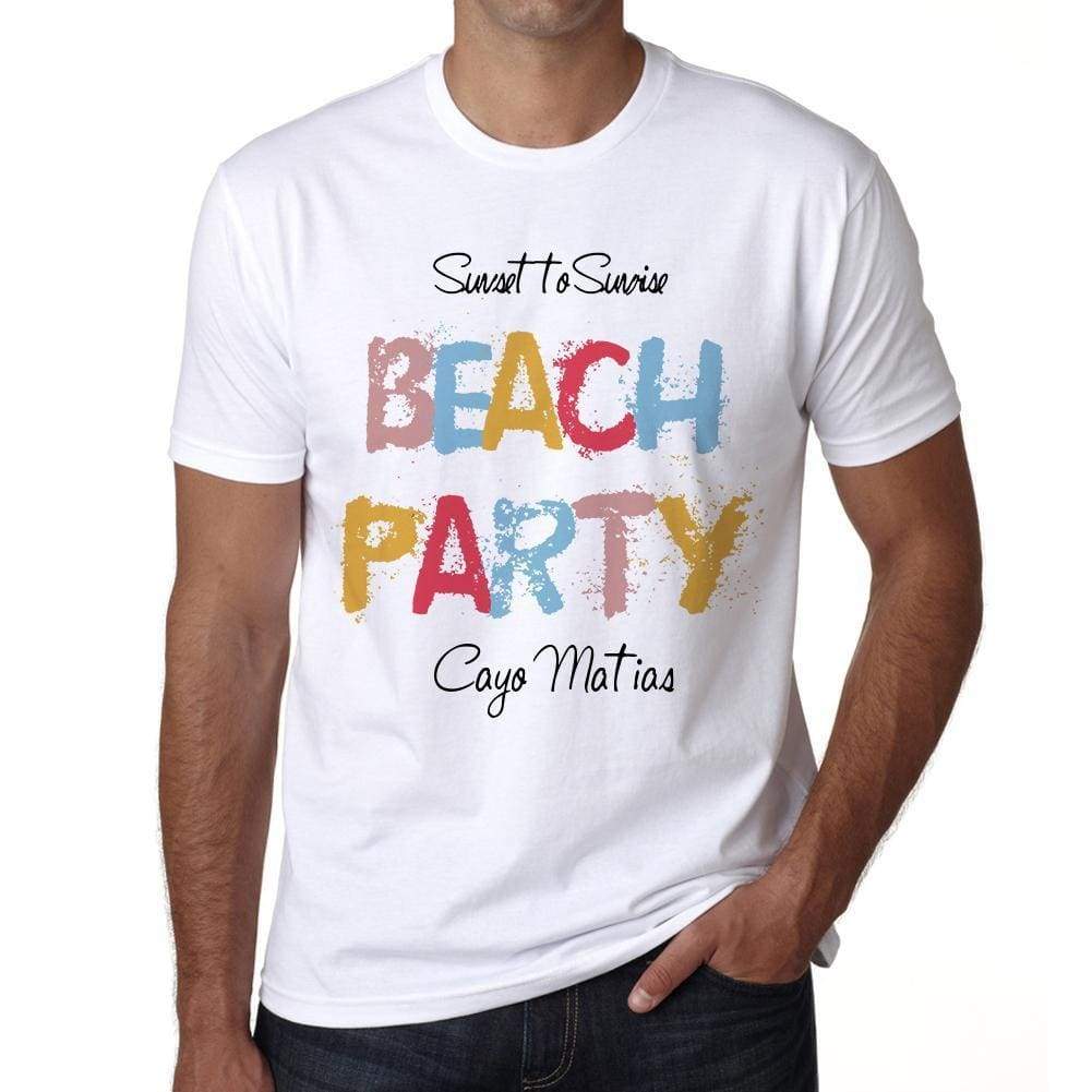 Cayo Matias Beach Party White Mens Short Sleeve Round Neck T-Shirt 00279 - White / S - Casual