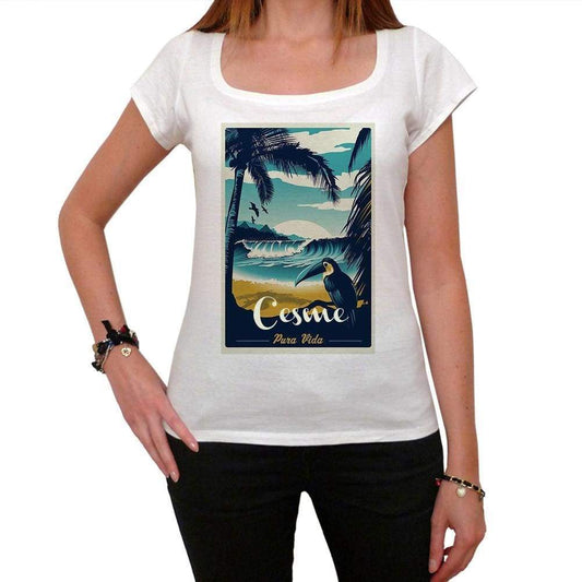 Cesme Pura Vida Beach Name White Womens Short Sleeve Round Neck T-Shirt 00297 - White / Xs - Casual