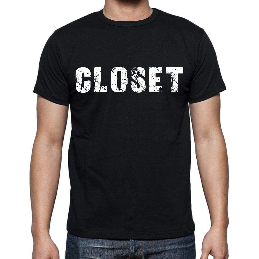 Closet White Letters Mens Short Sleeve Round Neck T-Shirt 00007