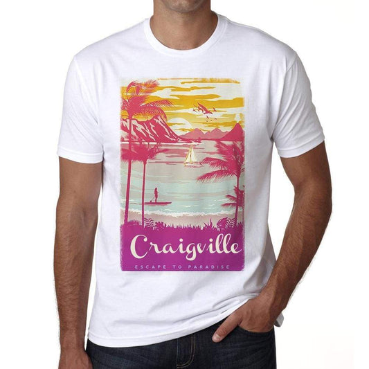 Craigville Escape To Paradise White Mens Short Sleeve Round Neck T-Shirt 00281 - White / S - Casual