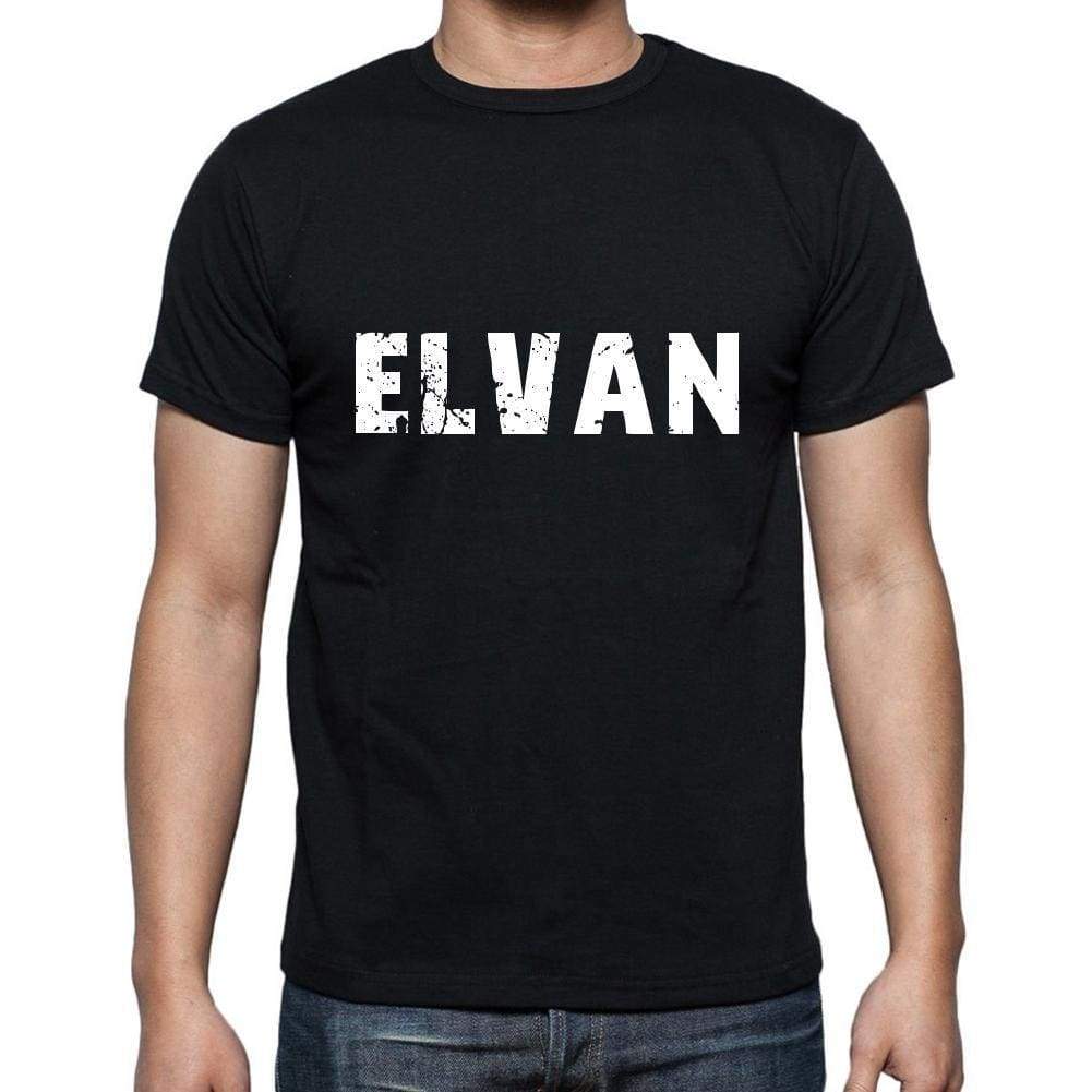 Elvan Mens Short Sleeve Round Neck T-Shirt 5 Letters Black Word 00006 - Casual
