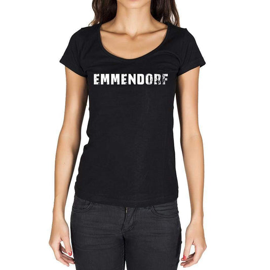 Emmendorf German Cities Black Womens Short Sleeve Round Neck T-Shirt 00002 - Casual