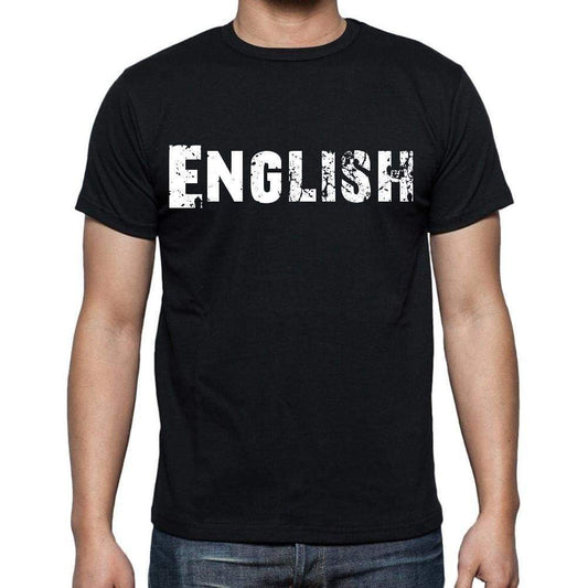 English Mens Short Sleeve Round Neck T-Shirt Black T-Shirt En