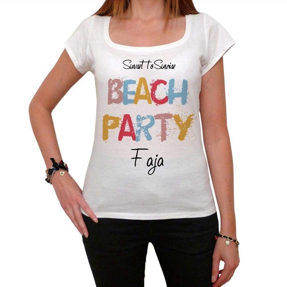 Faja Beach Party White Womens Short Sleeve Round Neck T-Shirt 00276 - White / Xs - Casual