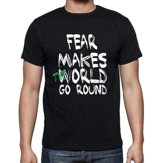 Fear World Goes Round Mens Short Sleeve Round Neck T-Shirt 00082 - Black / S - Casual