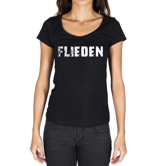 Flieden German Cities Black Womens Short Sleeve Round Neck T-Shirt 00002 - Casual
