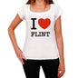 Flint I Love Citys White Womens Short Sleeve Round Neck T-Shirt 00012 - White / Xs - Casual