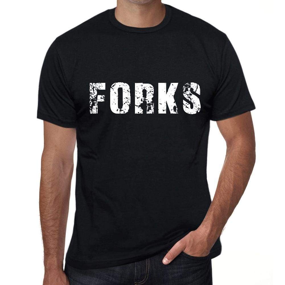 Forks Mens Retro T Shirt Black Birthday Gift 00553 - Black / Xs - Casual