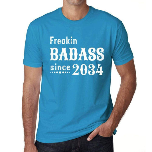 Freakin Badass Since 2034 Mens T-Shirt Blue Birthday Gift 00395 - Blue / Xs - Casual