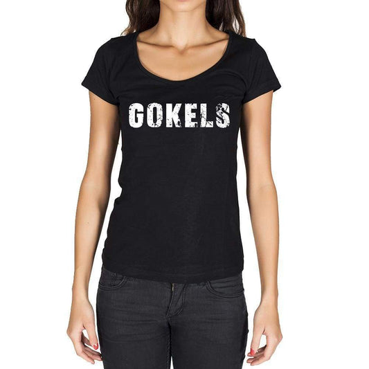 Gokels German Cities Black Womens Short Sleeve Round Neck T-Shirt 00002 - Casual