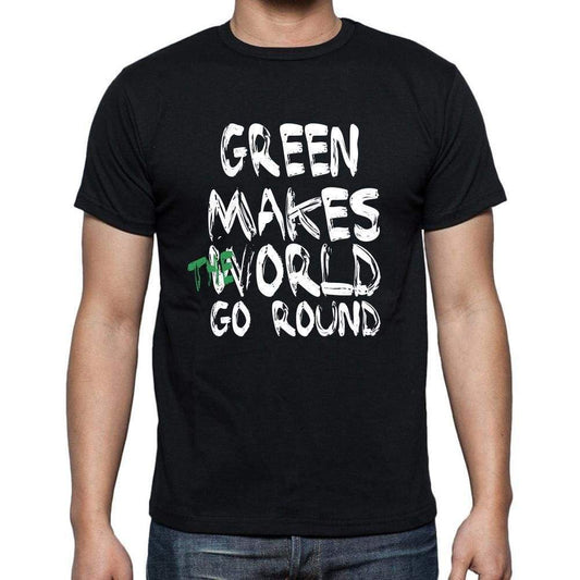 Green World Goes Round Mens Short Sleeve Round Neck T-Shirt 00082 - Black / S - Casual