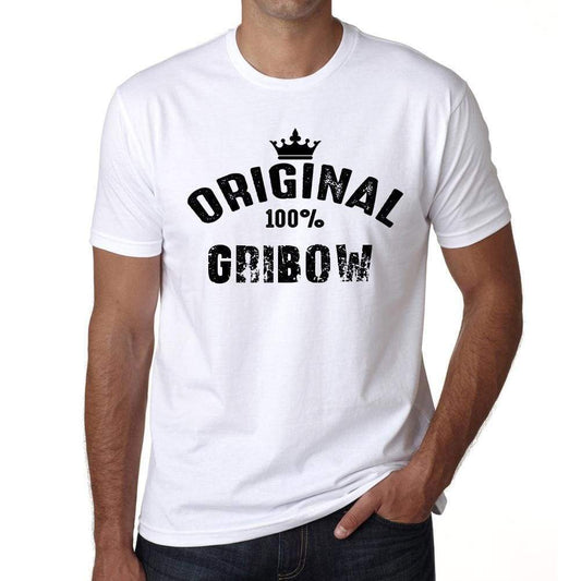 Gribow 100% German City White Mens Short Sleeve Round Neck T-Shirt 00001 - Casual