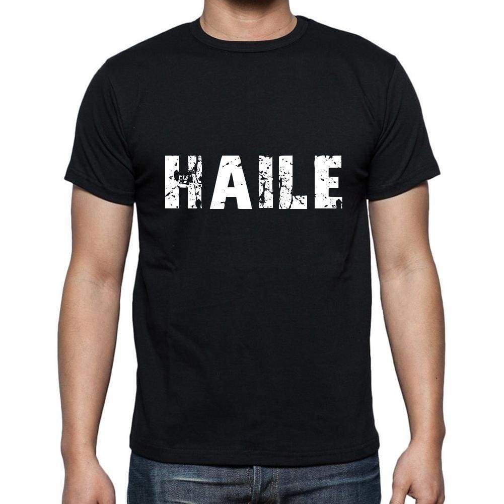 Haile Mens Short Sleeve Round Neck T-Shirt 5 Letters Black Word 00006 - Casual