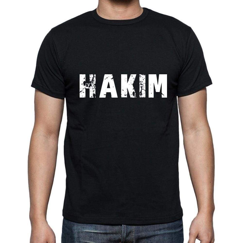 Hakim Mens Short Sleeve Round Neck T-Shirt 5 Letters Black Word 00006 - Casual