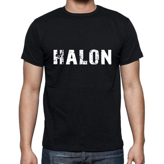 Halon Mens Short Sleeve Round Neck T-Shirt 5 Letters Black Word 00006 - Casual