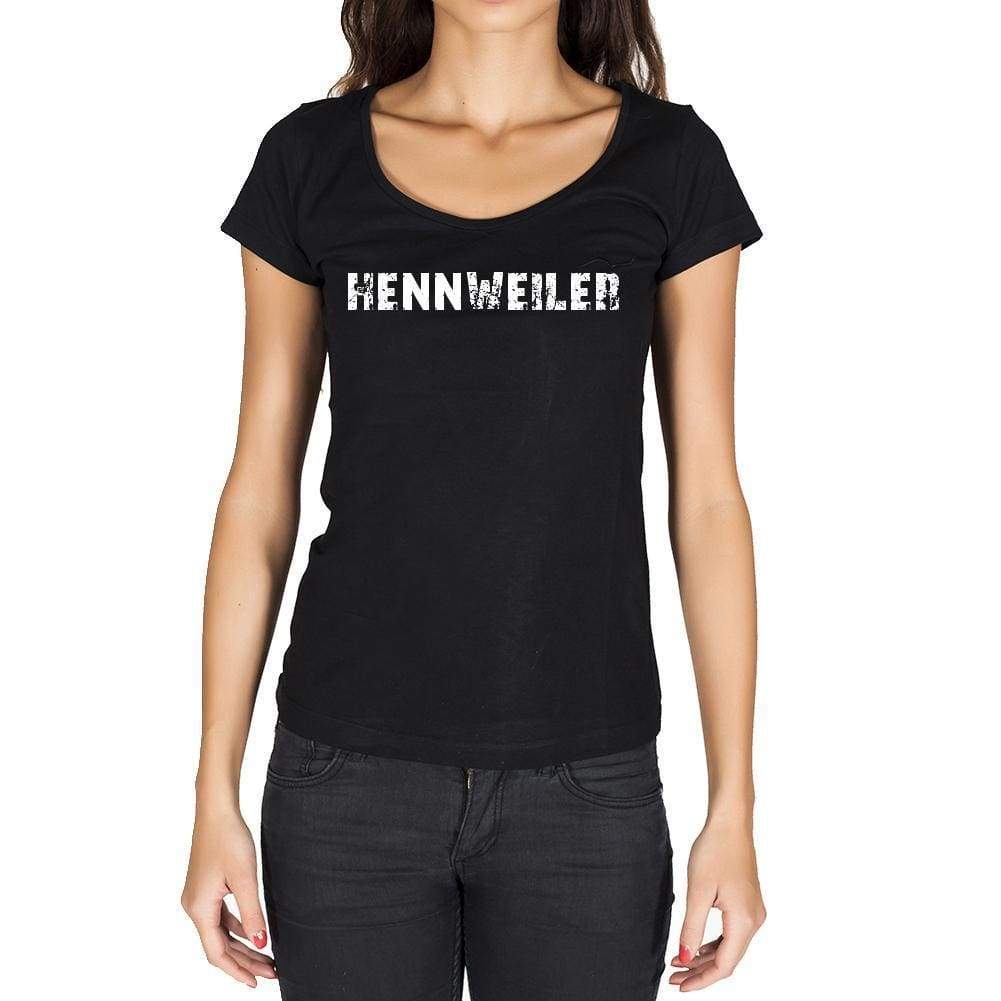 Hennweiler German Cities Black Womens Short Sleeve Round Neck T-Shirt 00002 - Casual