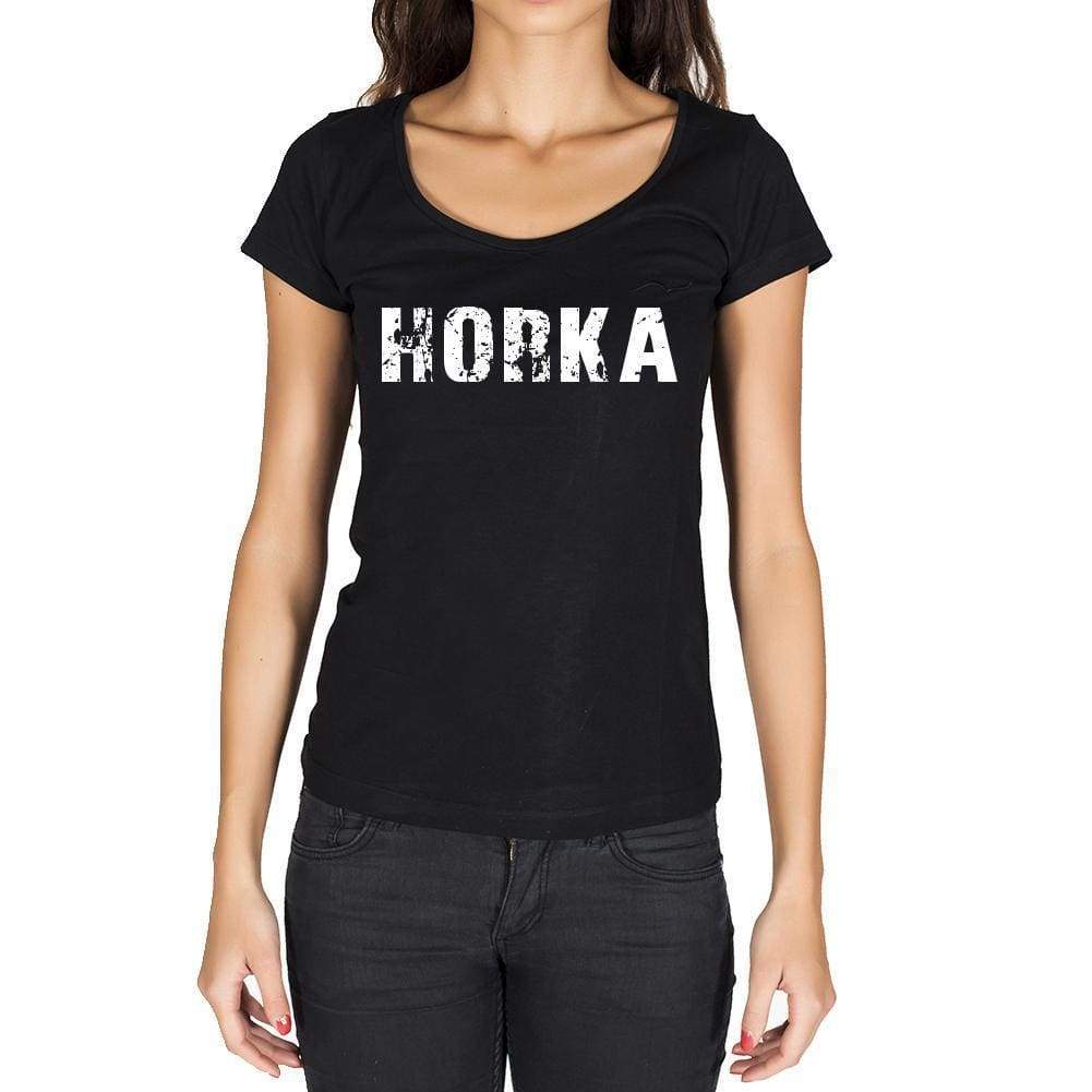 Horka German Cities Black Womens Short Sleeve Round Neck T-Shirt 00002 - Casual