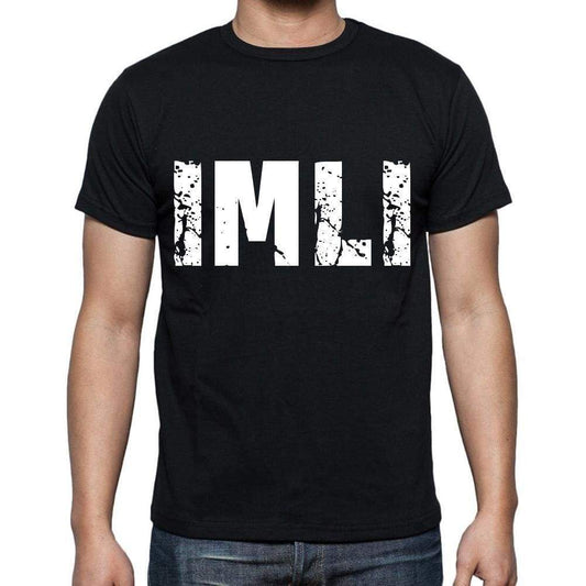 Imli Mens Short Sleeve Round Neck T-Shirt 4 Letters Black - Casual