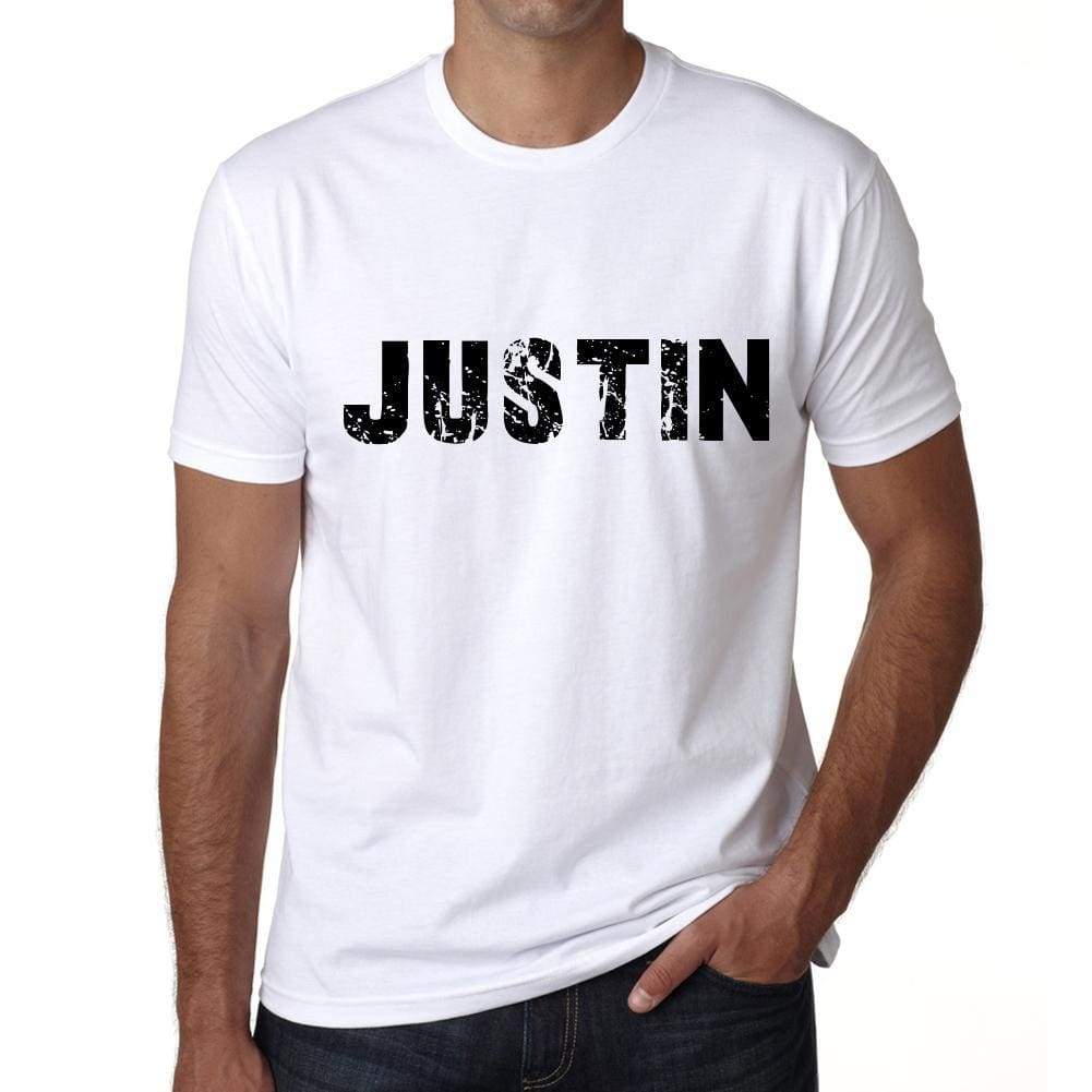Justin Mens T Shirt White Birthday Gift 00552 - White / Xs - Casual