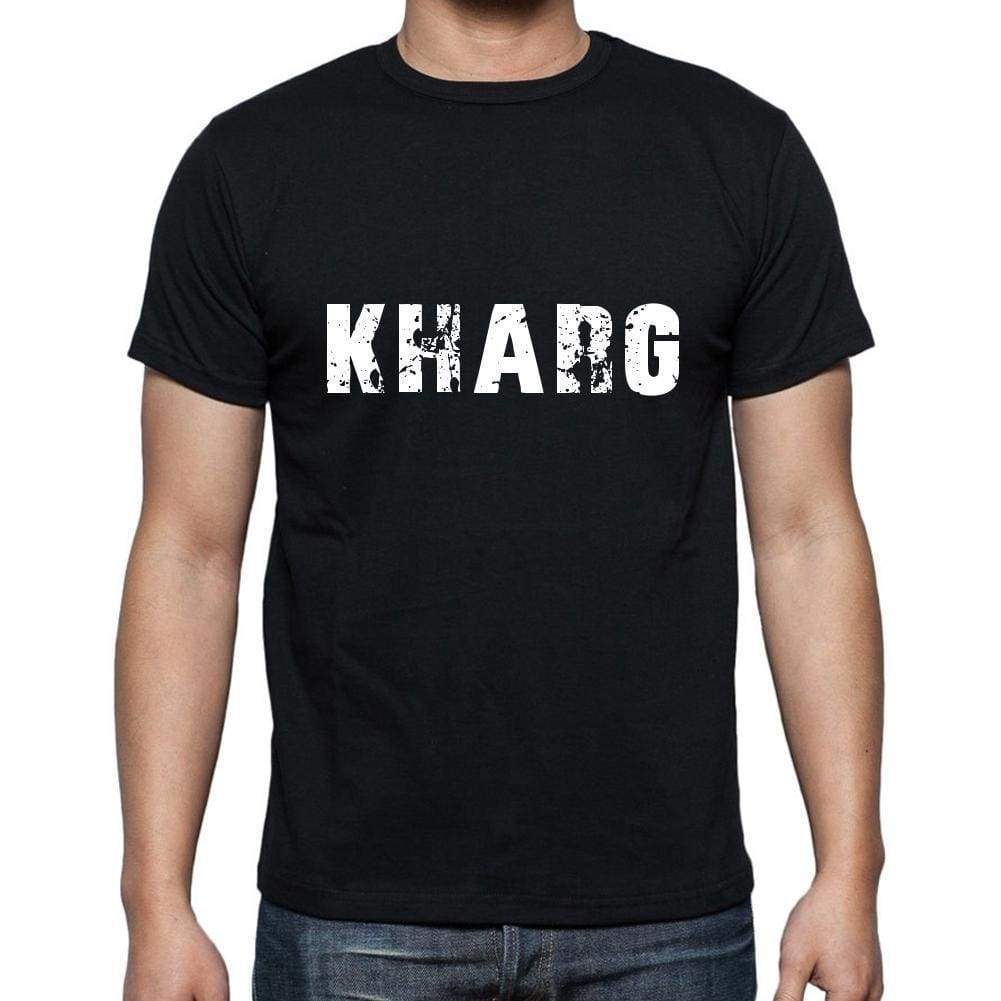 Kharg Mens Short Sleeve Round Neck T-Shirt 5 Letters Black Word 00006 - Casual