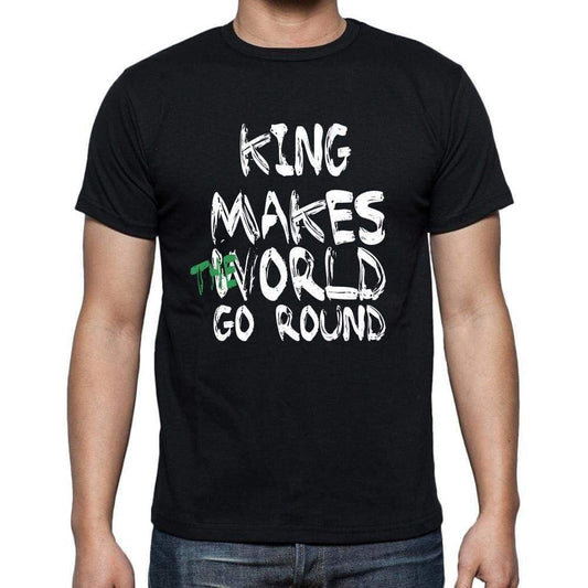 King World Goes Round Mens Short Sleeve Round Neck T-Shirt 00082 - Black / S - Casual