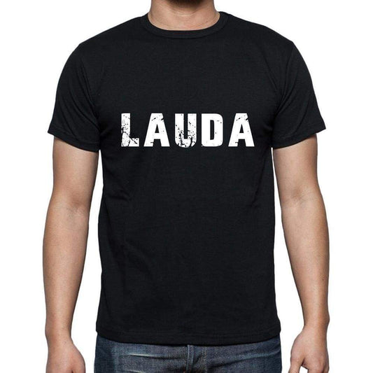 Lauda Mens Short Sleeve Round Neck T-Shirt 5 Letters Black Word 00006 - Casual
