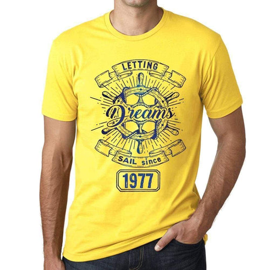 Letting Dreams Sail Since 1977 Mens T-Shirt Yellow Birthday Gift 00405 - Yellow / Xs - Casual