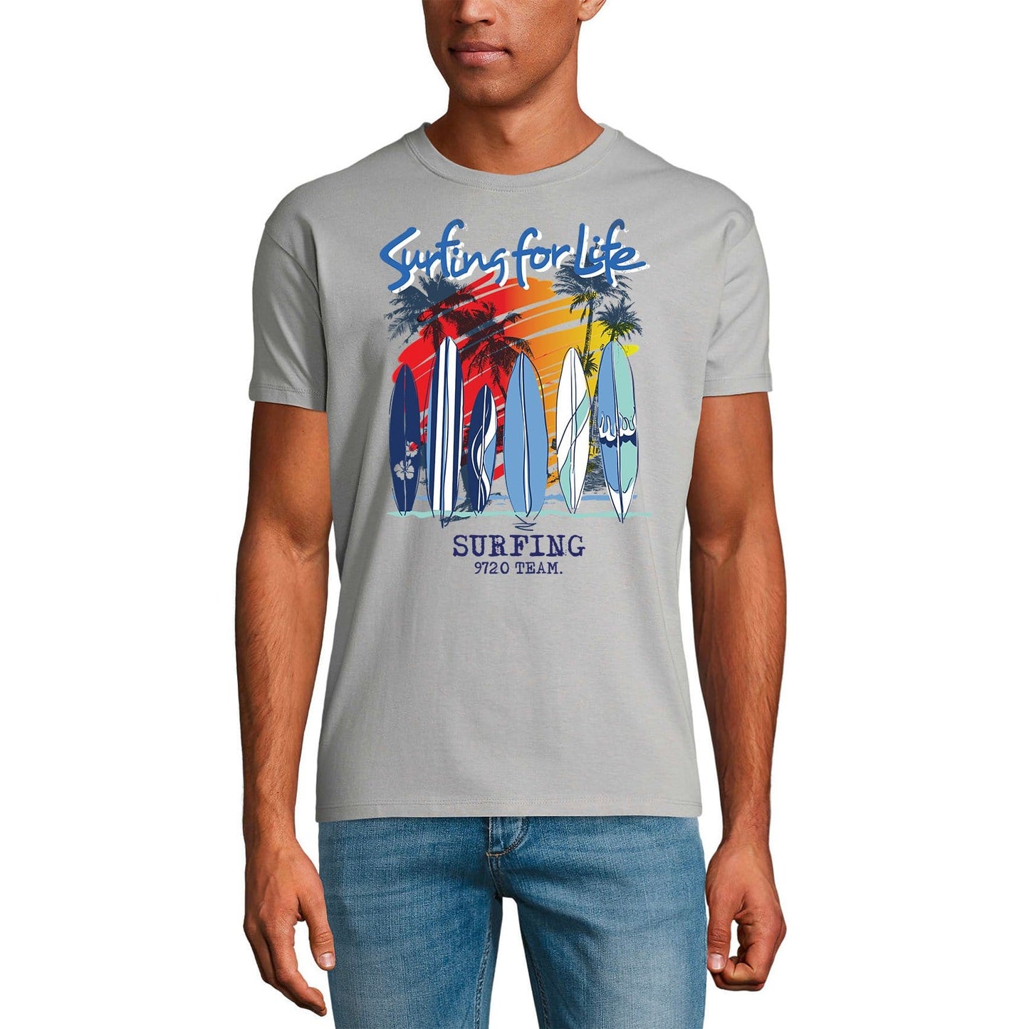 ULTRABASIC Men's Novelty T-Shirt Surfing for Life - Surf Team Tee Shirt