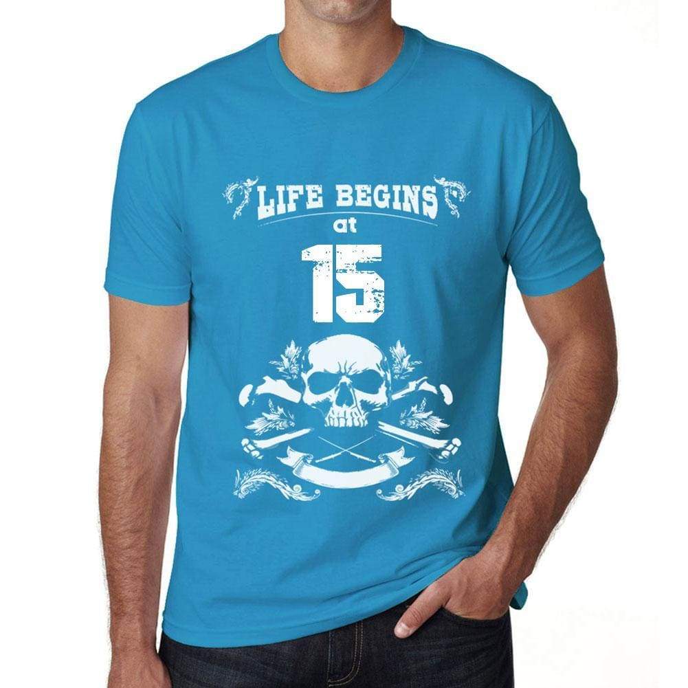 Life Begins At 15 Mens T-Shirt Blue Birthday Gift 00451 - Blue / Xs - Casual