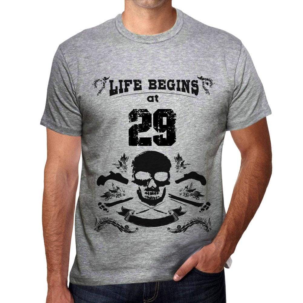 Life Begins At 29 Mens T-Shirt Grey Birthday Gift 00450 - Grey / S - Casual