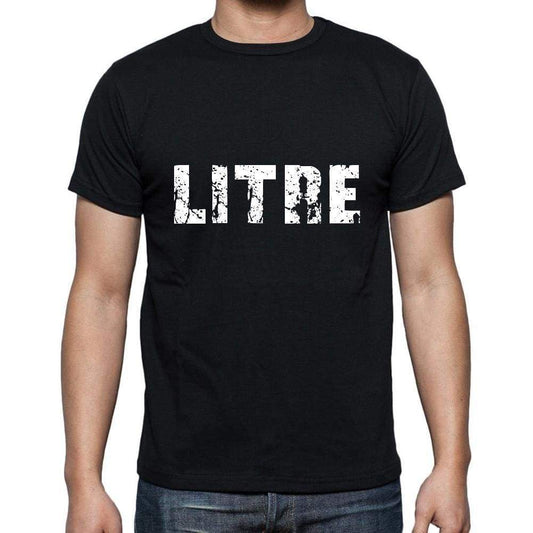 Litre Mens Short Sleeve Round Neck T-Shirt 5 Letters Black Word 00006 - Casual