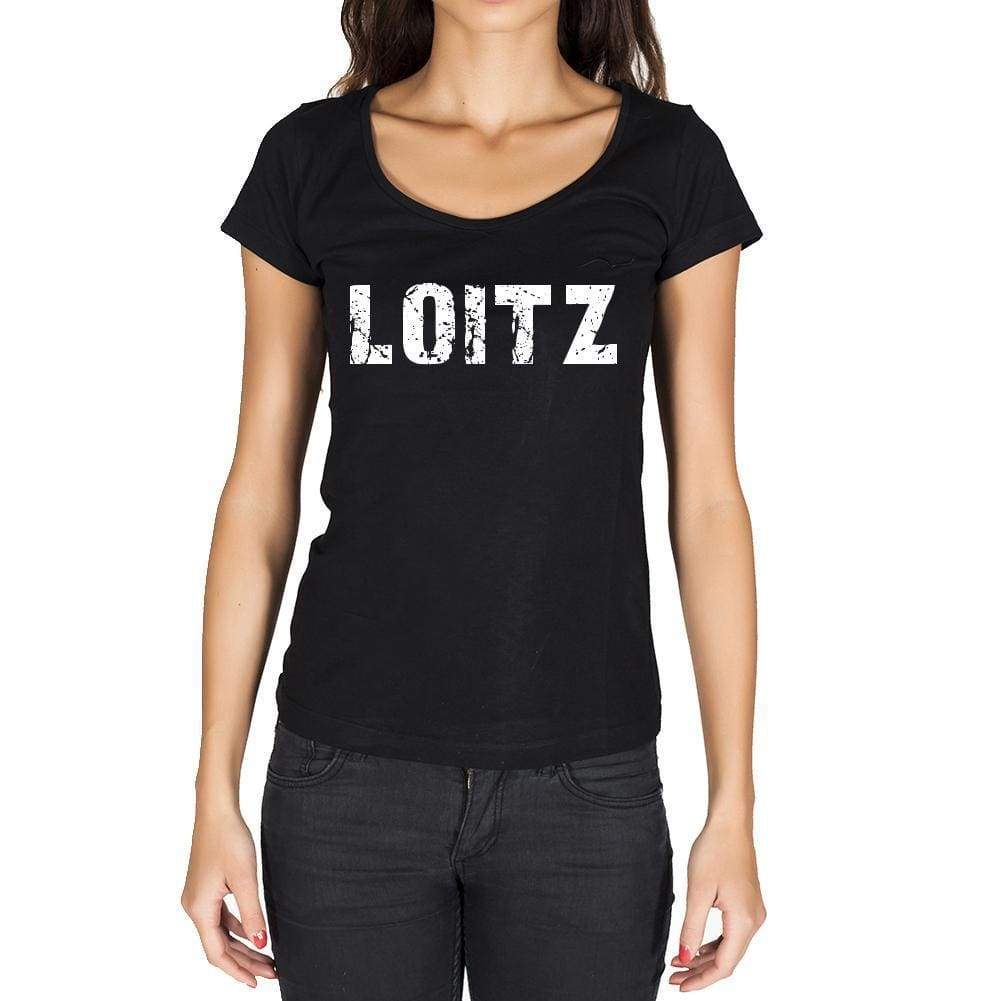 Loitz German Cities Black Womens Short Sleeve Round Neck T-Shirt 00002 - Casual