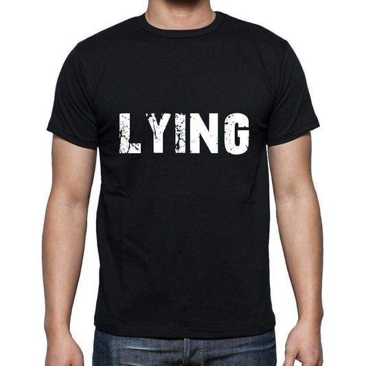 Lying Mens Short Sleeve Round Neck T-Shirt 5 Letters Black Word 00006 - Casual
