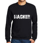 Mens Printed Graphic Sweatshirt Popular Words Hacker Deep Black - Deep Black / Small / Cotton - Sweatshirts
