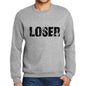 Mens Printed Graphic Sweatshirt Popular Words Loser Grey Marl - Grey Marl / Small / Cotton - Sweatshirts