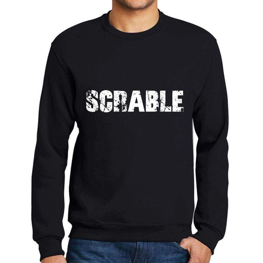 Mens Printed Graphic Sweatshirt Popular Words Scrable Deep Black - Deep Black / Small / Cotton - Sweatshirts
