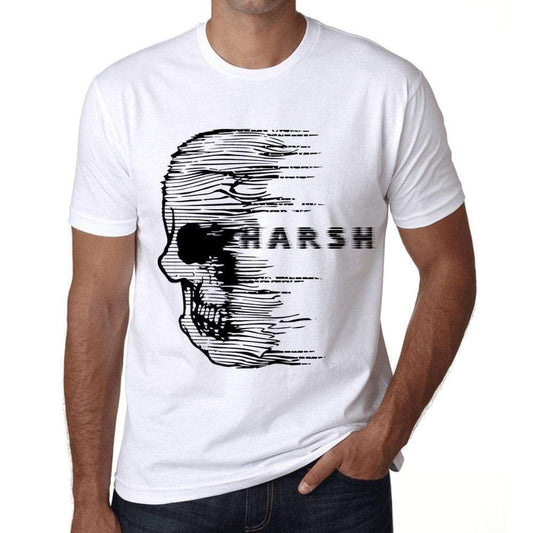 Mens Vintage Tee Shirt Graphic T Shirt Anxiety Skull Harsh White - White / Xs / Cotton - T-Shirt