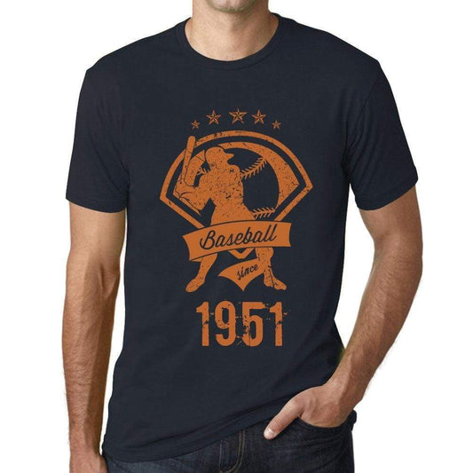 Mens Vintage Tee Shirt Graphic T Shirt Baseball Since 1951 Navy - Navy / Xs / Cotton - T-Shirt